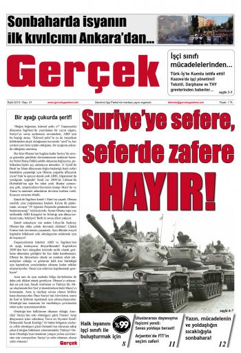 Gerçek Gazetesi Sayı 47, Eylül 2013 Kapak