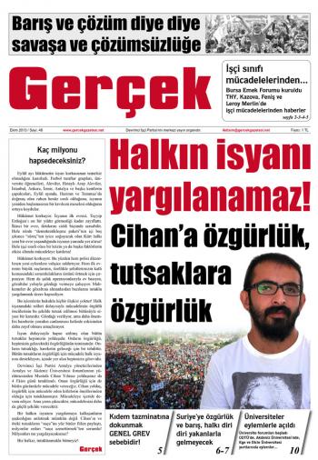 Gerçek Gazetesi Sayı 48, Ekim 2013 Kapak