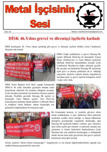 Metal İşçisinin Sesi Sayı 10