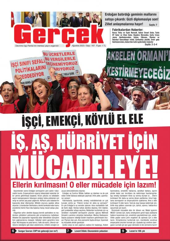  Gerçek Gazetesi Sayı 167 - Ağustos 2023