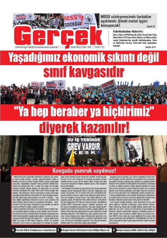 Gerçek Gazetesi Sayı 168 - Eylül 2023
