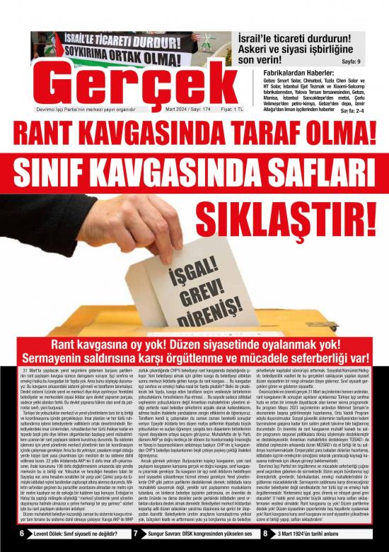 Gerçek Gazetesi Sayı 174 - Mart 2024