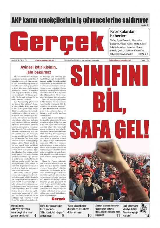 Gerçek Gazetesi Sayı 78 - Nisan 2016