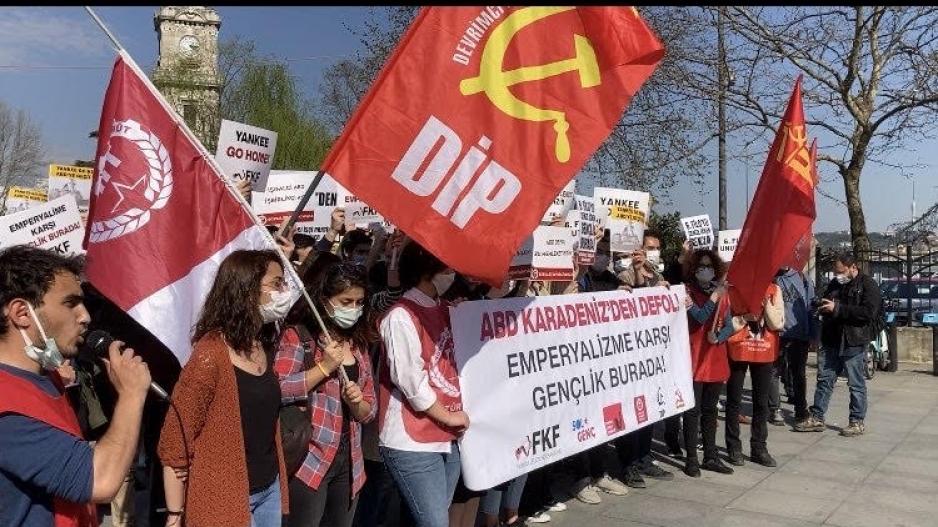 Amerikan emperyalizmine karşı gençlik örgütleri Dolmabahçe’den haykırdı: ABD Karadeniz’den defol!